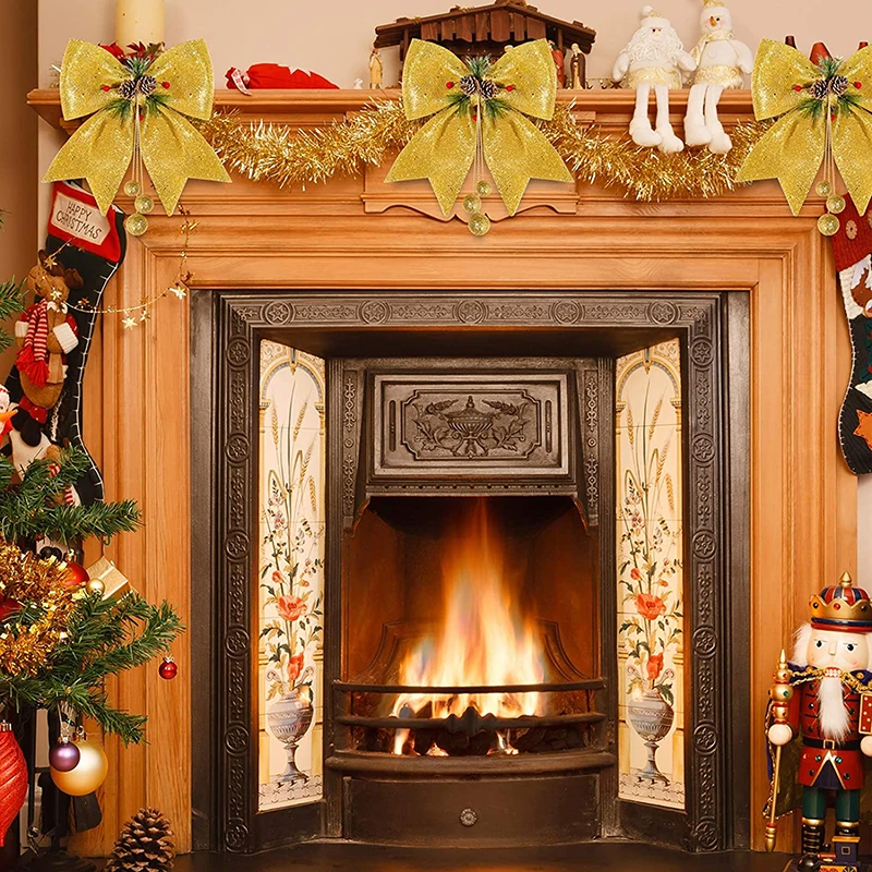 Большая блестящая Рождественская лента бант украшение для рождественской елки с