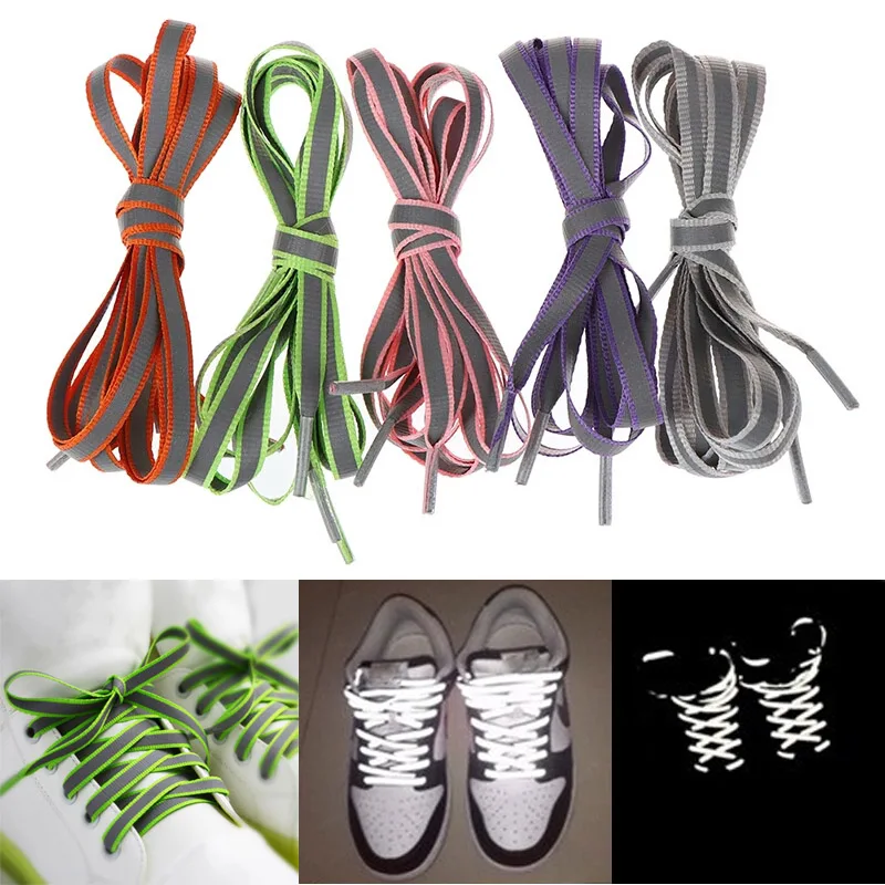 

1 Pair Flat Reflective Runner Shoe Laces Safety Luminous Glowing Shoelaces Unisex for Sport Basketball Canvas Shoes