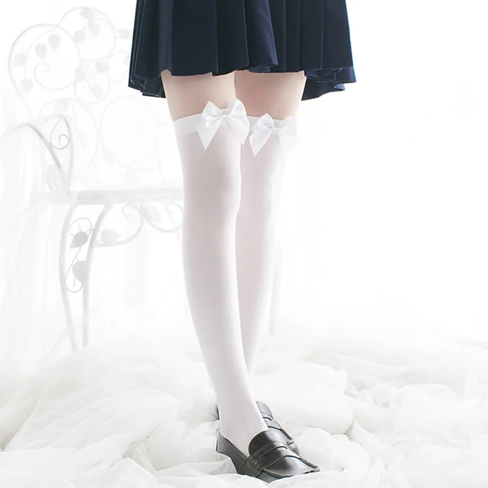 

Velvet Lady Spring And Autumn White Stockings Bow Sexy Knee Socks Sexy Stocking High Quality Socks Hot Selling