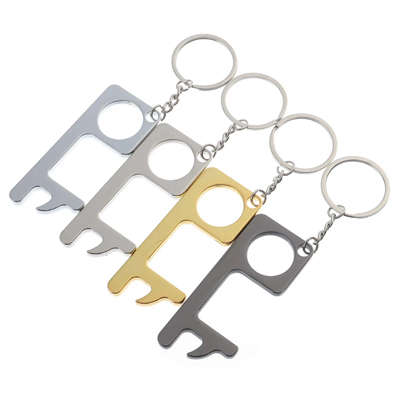Bottle Opener Non-Touch Door Keychain Multifunctional Metal With Key Ring Safe Elevator Tools Contactless Hot | Дом и сад