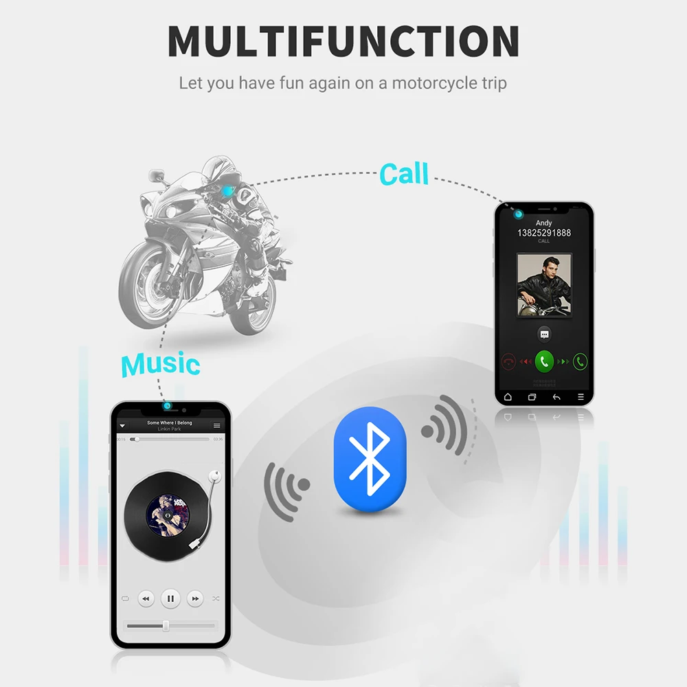 Bluetooth-гарнитура для мотоциклетного шлема T22 с поддержкой Bluetooth 5 0 | Автомобили и
