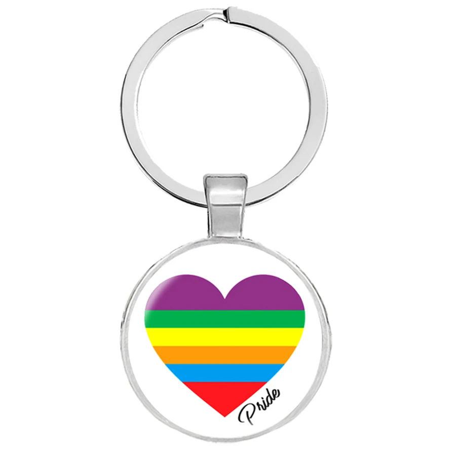 LGBT Bi Pride Keychians гипоаллергенные серьги для геев Брелоки ключей стеклянные кабошоны