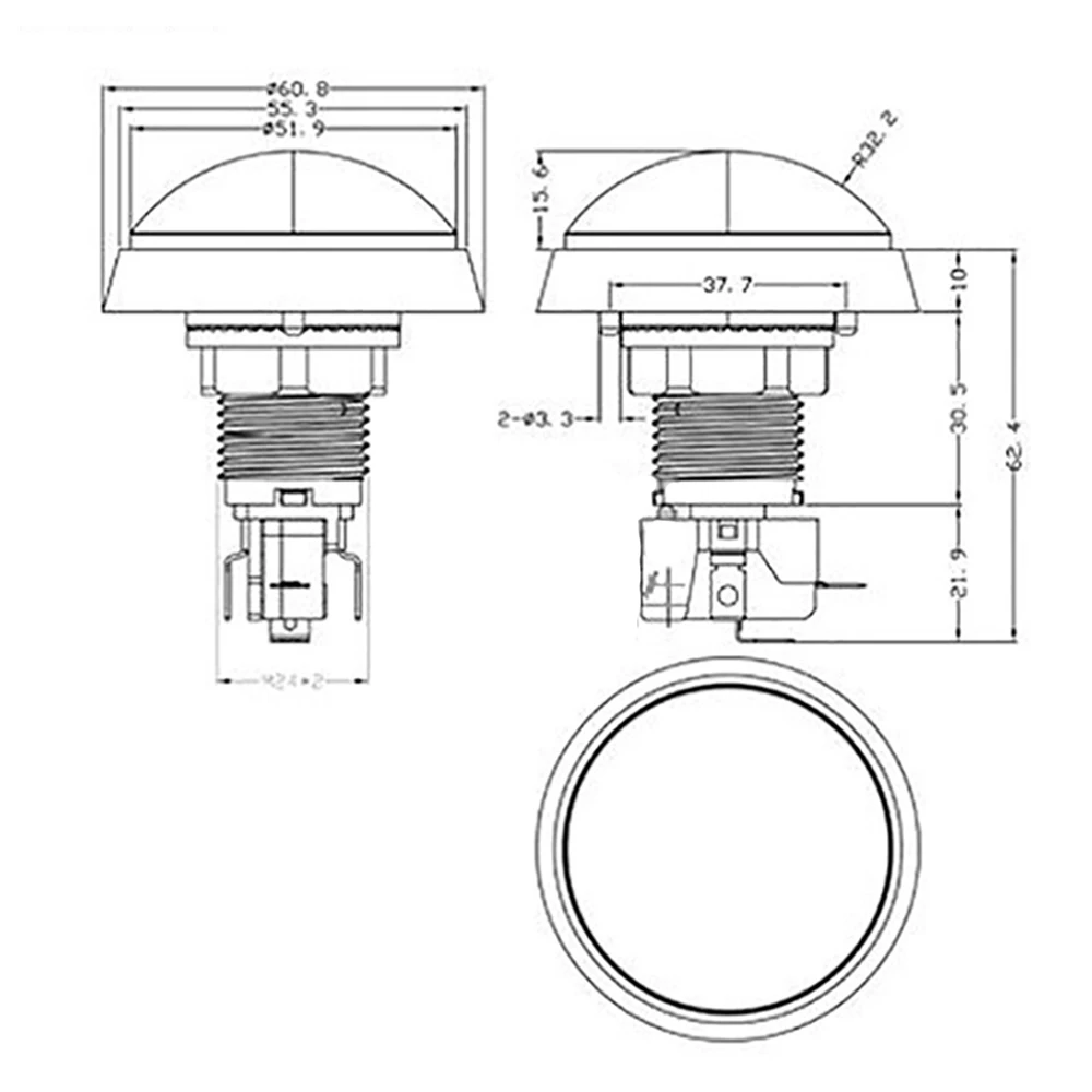 

5 Colors LED Light Lamp 60MM Convexity Big Round Arcade Video Game Player Push Button Switch Hot Selling
