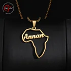 Goxijite персонализированные полые Карта Африки ожерелье для женщин из нержавеющей стали, пользовательские кулон-табличка с именем креативный подарок