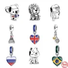 Серфинг Koala Union Jack Лев бадминтон теннис Висячие DIY мелкие Бусины Подходят оригинальные шармы Серебро 925 браслет ювелирные изделия
