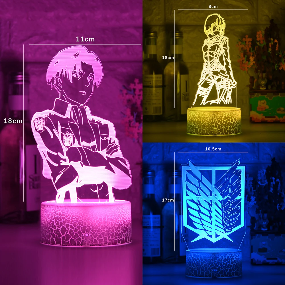

Attack on Titan Figure 3d Illusion Led Night Light Wings of Liberty Changing Nightlight for Kids Room Decor Table Lamp Gift