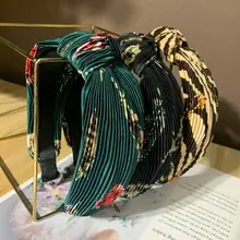 Богемная винтажная Цветочная плиссированная повязка на голову