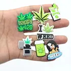 Лидер продаж, 1 шт., забавные украшения для обуви из ПВХ с изображением сорняков, забавные аксессуары для обуви с листьями, подходят для женщин, Кроксы, застежки, пряжки, jibz, подарки для взрослых на рождевечерние