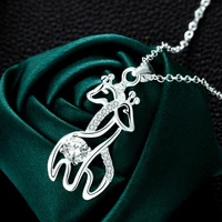 animal necklace female korean exquisite double deer inlaid zircon pendant environmentally friendly little girl jewelry wholesale