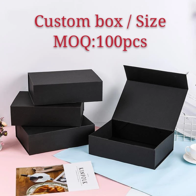 

10Pcs/Lot Custom gift boxes Plain Paperboard Folding rigid box Magnetic available packaging hair wigs cosmetic gift box