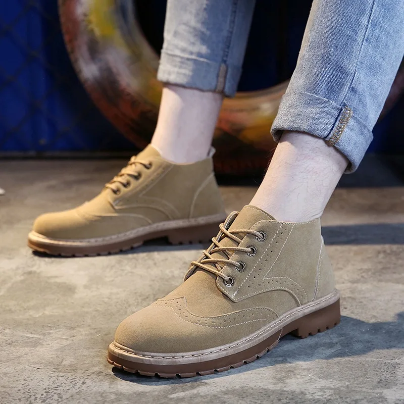 Мужская обувь кожаные сапоги Сапоги для верховой езды из флока оксфорды в стиле