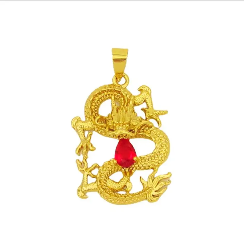 Promotion Gold dragon 24k yellow plated pendant women's classic male Jewelry birthday gift couples pendants | Украшения и