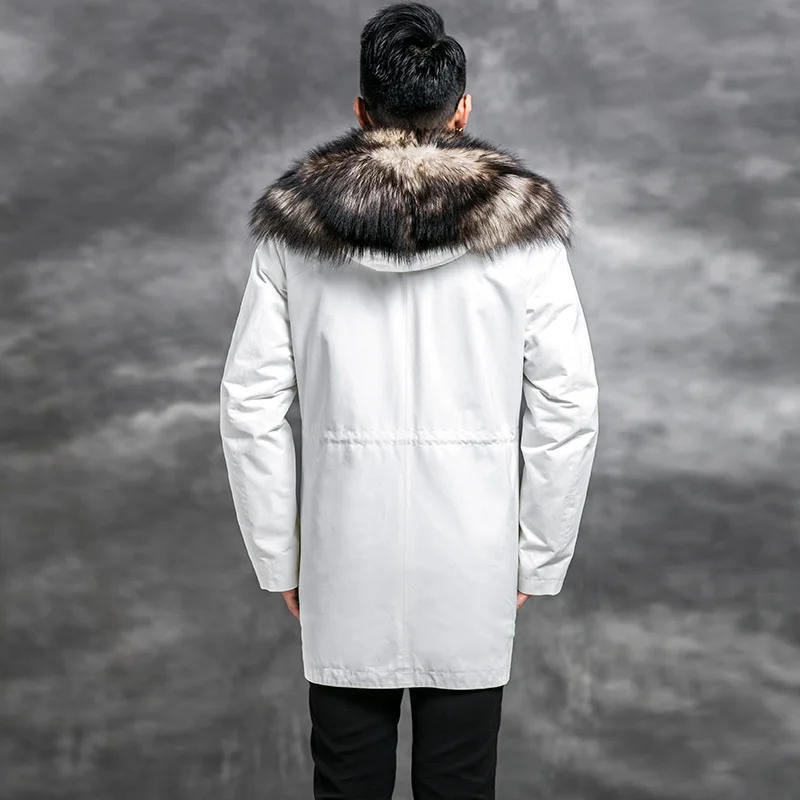 Мужская зимняя куртка с подкладкой из натурального кроличьего меха размеры до