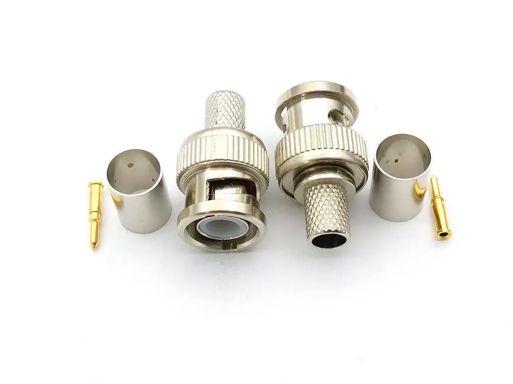 

100PCS BNC Plug connector Crimp Coaxial Connector 3-Piece for RG6