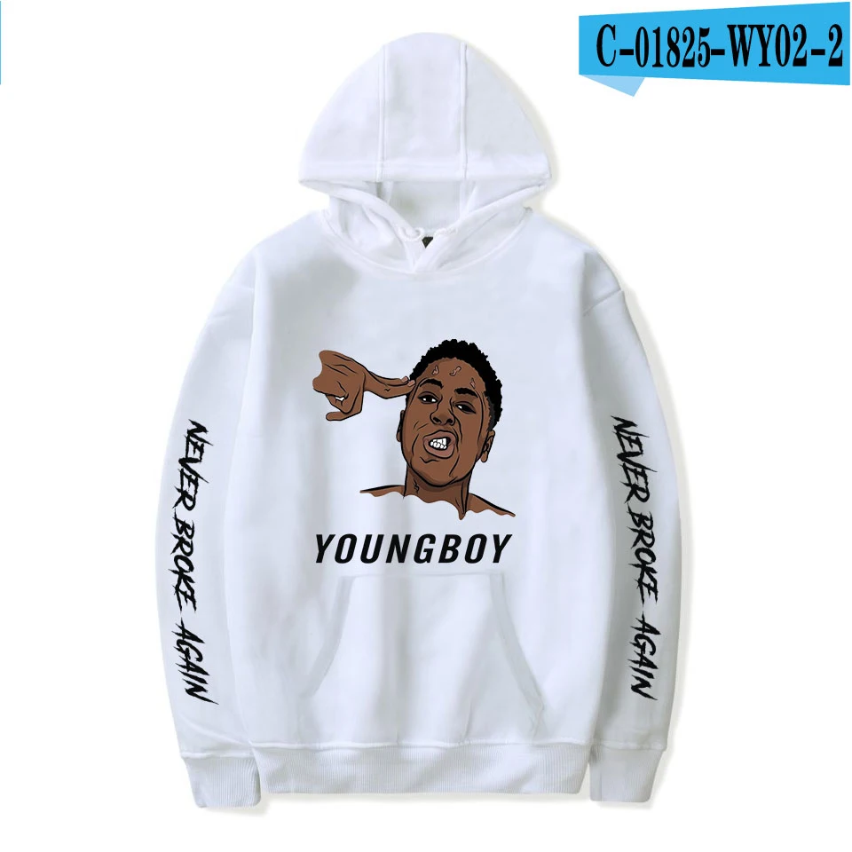 YoungBoy Never Broke agne хип-хоп Толстовка для мужчин/женщин Хлопок Весна Осень мужские толстовки с принтом Повседневная Толстовка - Цвет: white