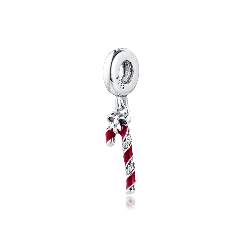 100% 925 пробы серебро Игристые Candy Cane длинные висячие серьги с подвесками в виде бус