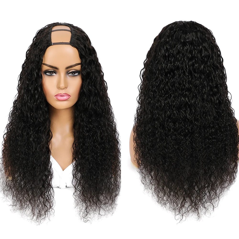 

Curly U Part Wig Quick & Easy Affordable Human Hair Wig Real Scalp Glueless Headband Scarf Human Hair Wig Without Sewing