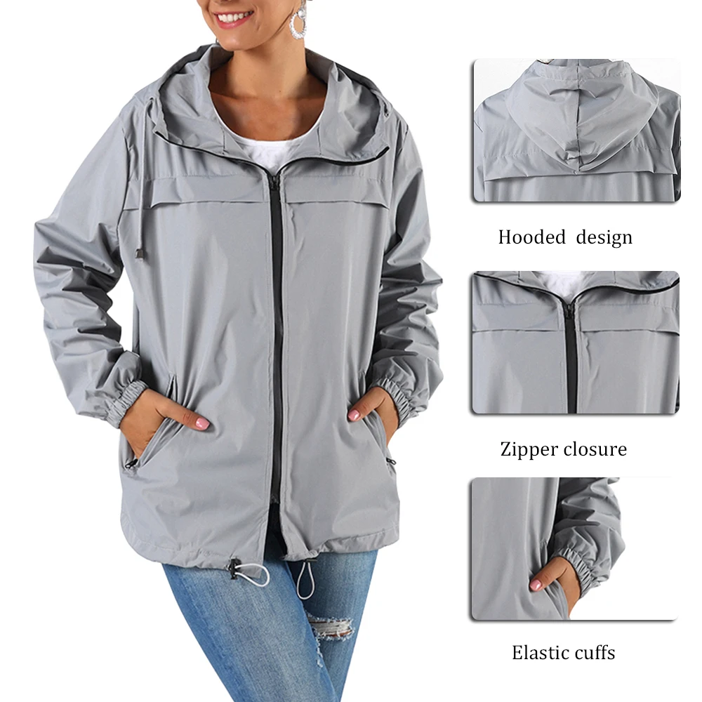 Женская куртка с капюшоном водонепроницаемая внутренний сетчатый карман Chaquetas
