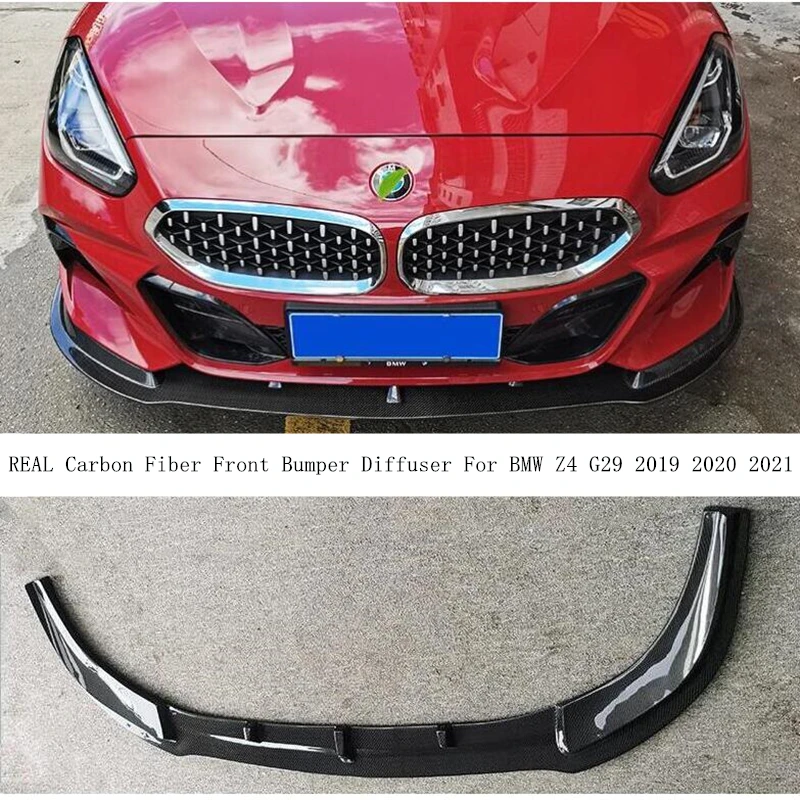 baratas Para Bmw Z4 G29 2019 2020 2021 Real Fibra De Carbono Amortecedor Dianteiro Difusor Spoiler Alta Qualidade Acessórios Do Carro