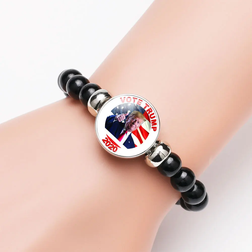 Vote Trump 19 Optional Black Bead Elastic Bracelets Must-have Weapons for Supporters Camp In The US Presidential Election 2020 | Украшения