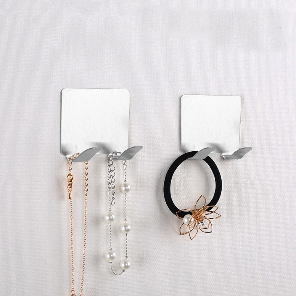 

Hooks Self Adhesive Waterproof 1Pcs Wall Door Holder Hook Stainless Steel Adhesive Hook No Trace