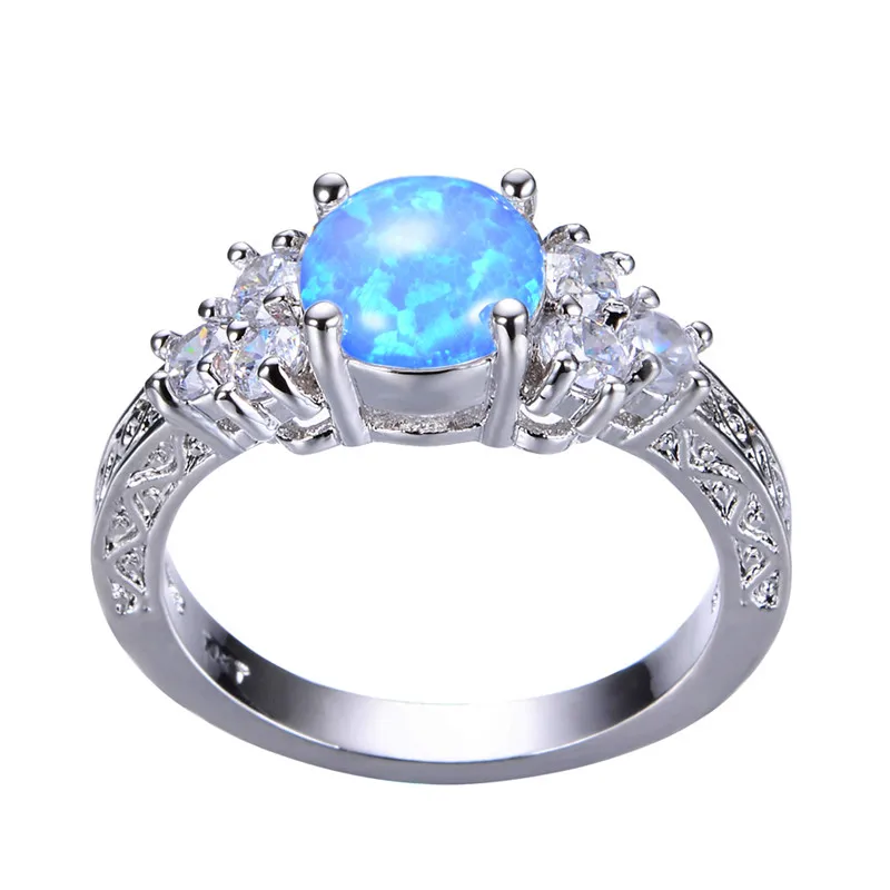 Роскошное женское кольцо с белым Синим Опалом модное маленькое винтажное