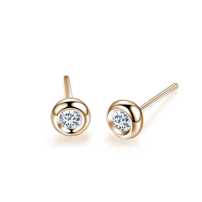 

Cute Female Small Circle Crystal Stud Earrings Gold Silver Color Round Stone Earrings Minimalist Weddings Earrings For Women