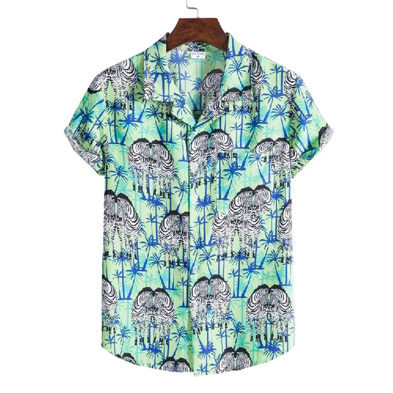 

Printed Hawaiian Shirts for Men Casual Button Up Hawaii Print Beach Short Sleeve Shirts Summer Holiday Camisa Tops Harajuku