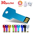 30 шт.лот Пользовательский логотип красочный ключ Usb флэш-накопитель 2,0 128 МБ Pendrive 4 ГБ 8 ГБ 16 ГБ 32 ГБ гравировка подарки карта памяти для бизнеса