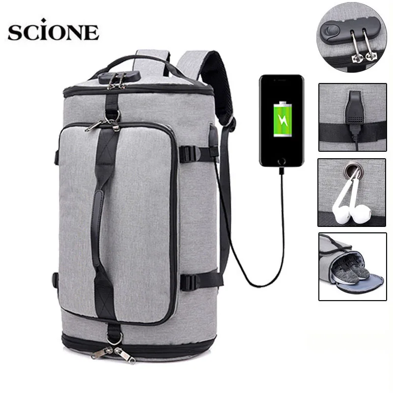 

USB Anti-theft Gym backpack Bags Fitness Gymtas Bag for Men Training Sports Tas Travel Sac De Sport Outdoor Laptop Sack XA684WA