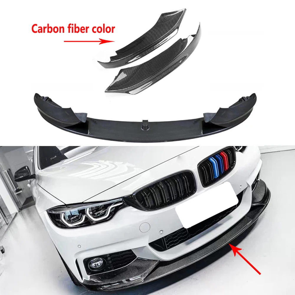 

Carbon Fiber Look Car Splitter Chin Cover Front Bumper Spoiler Lip For BMW 4 Serie F32 F33 F36 M Sport 2014-2020 420i 435i 440i