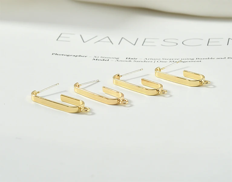 Позолоченные 14K простые геометрические открытые u образные с висячими