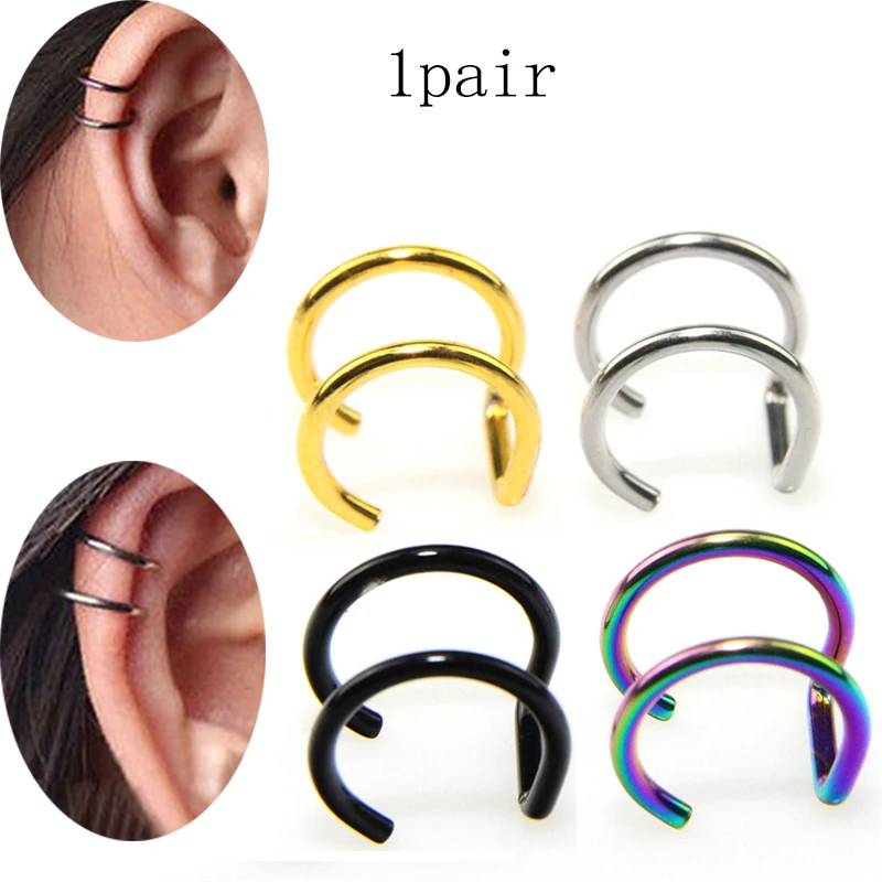 

Серьги в стиле панк-рок без держателя для пирсинга, с U-образным вырезом, эффектные ювелирные украшения, нейтральные, 1 пара