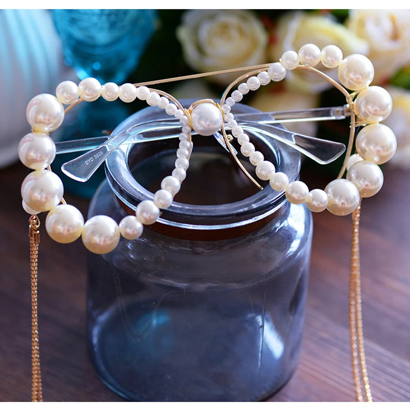 Модные Волшебные оправы для очков серьги-клипсы в виде бабочек жемчужная цепочка