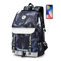 canvas backpack mens usb computer backpack outdoor travel bag college style junior high school schoolbag