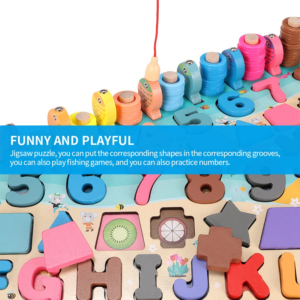 

Montessori Wooden Toys Digital Alphabet Fish Traffic Figure Matching Puzzle Preschool Busy Board Educational Kids Toys