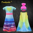 Летнее платье с троллями, жилет, пальто, комплект одежды для девочек, парик для троллей, для детей, костюм королевы мака на Хэллоуин, костюм для костюмированной вечеринки, платье для девочек