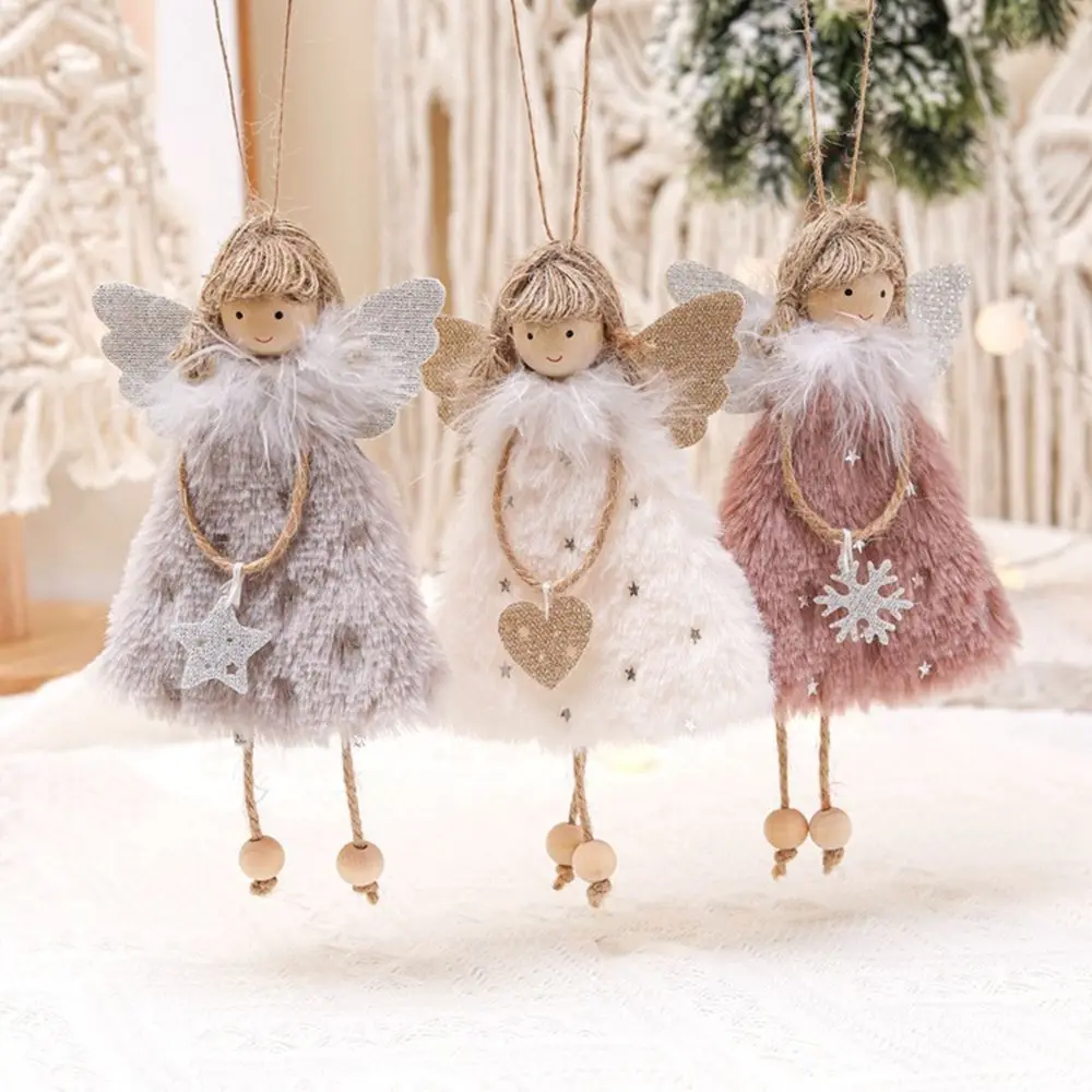 

Cute Hanging Pendant Xmas Tree Decor Desktop Adornment Drop Ornaments Plush Toy Christmas Angel Doll Angel Girl