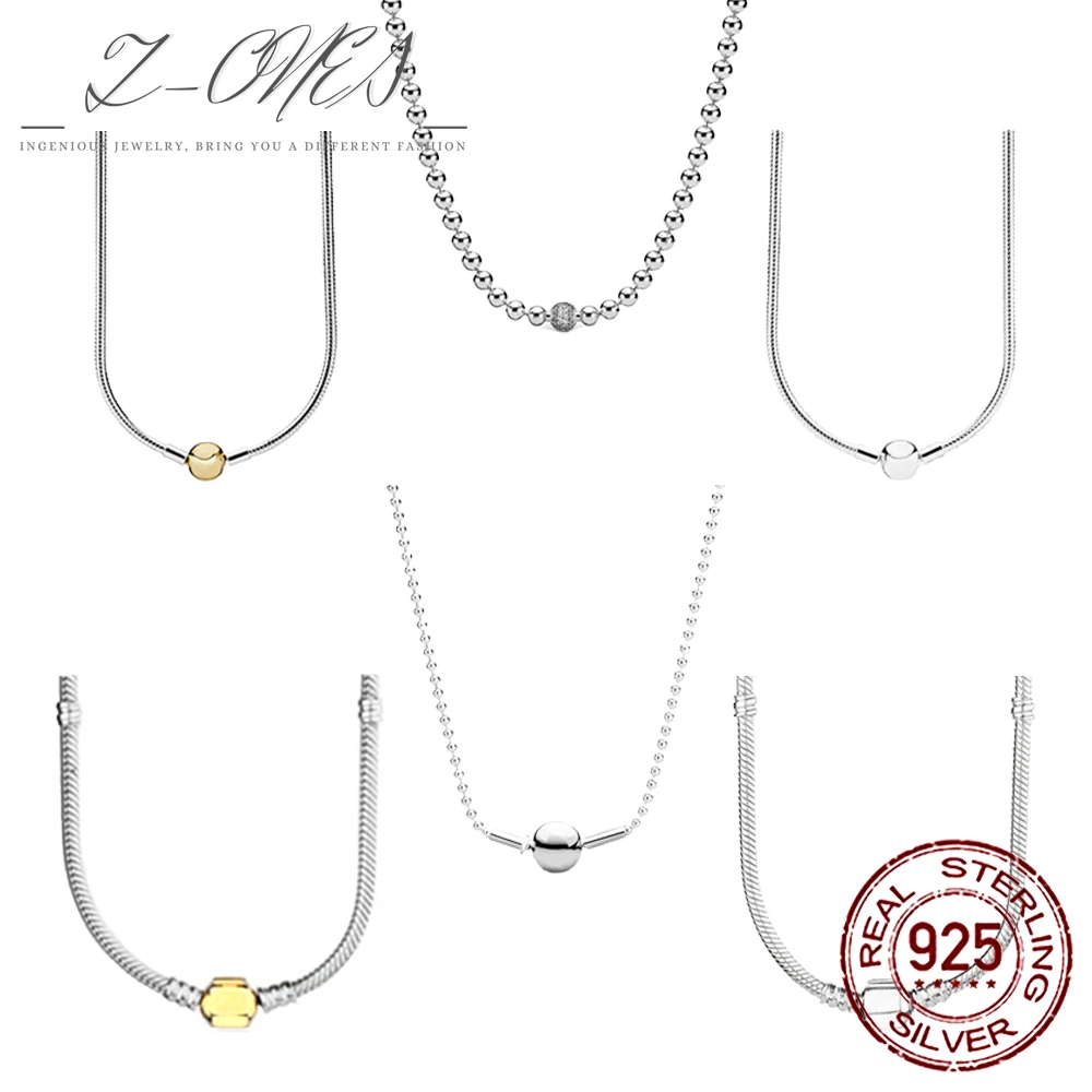 

Original 925 sterling silver fashion classic small round brand naked chain pendant necklace ladies jewelry designer charm