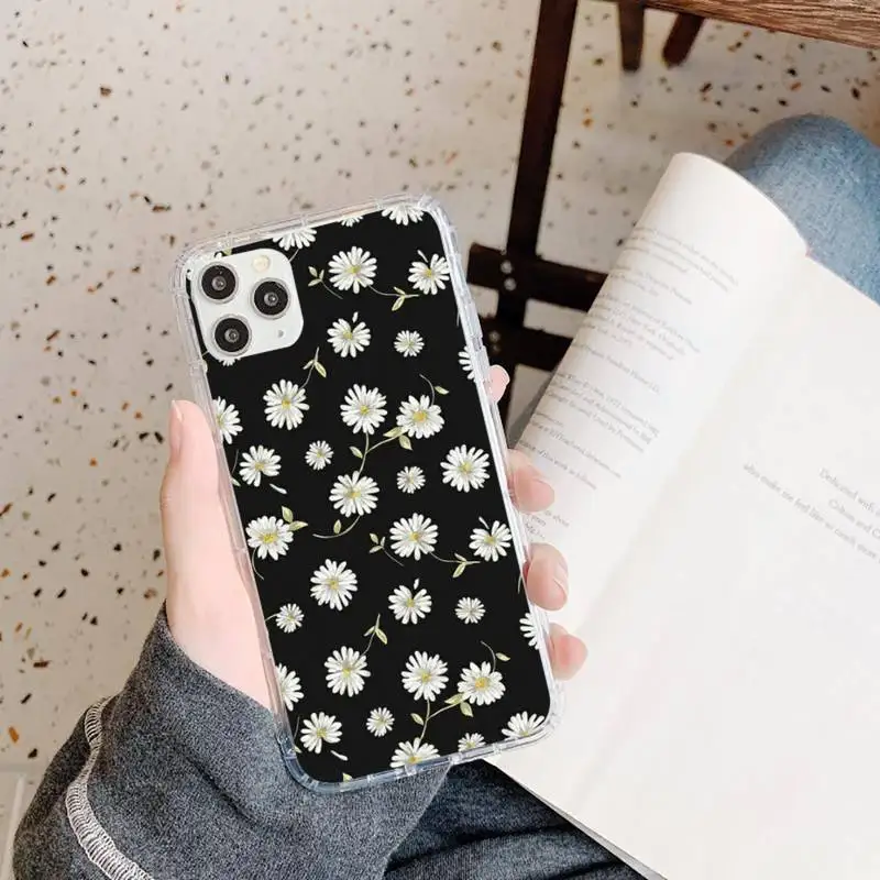 

daisy flowers pattern Phone Case Transparent soft For iphone 5 5s 5c se 6 6s 7 8 11 12 plus mini x xs xr pro max