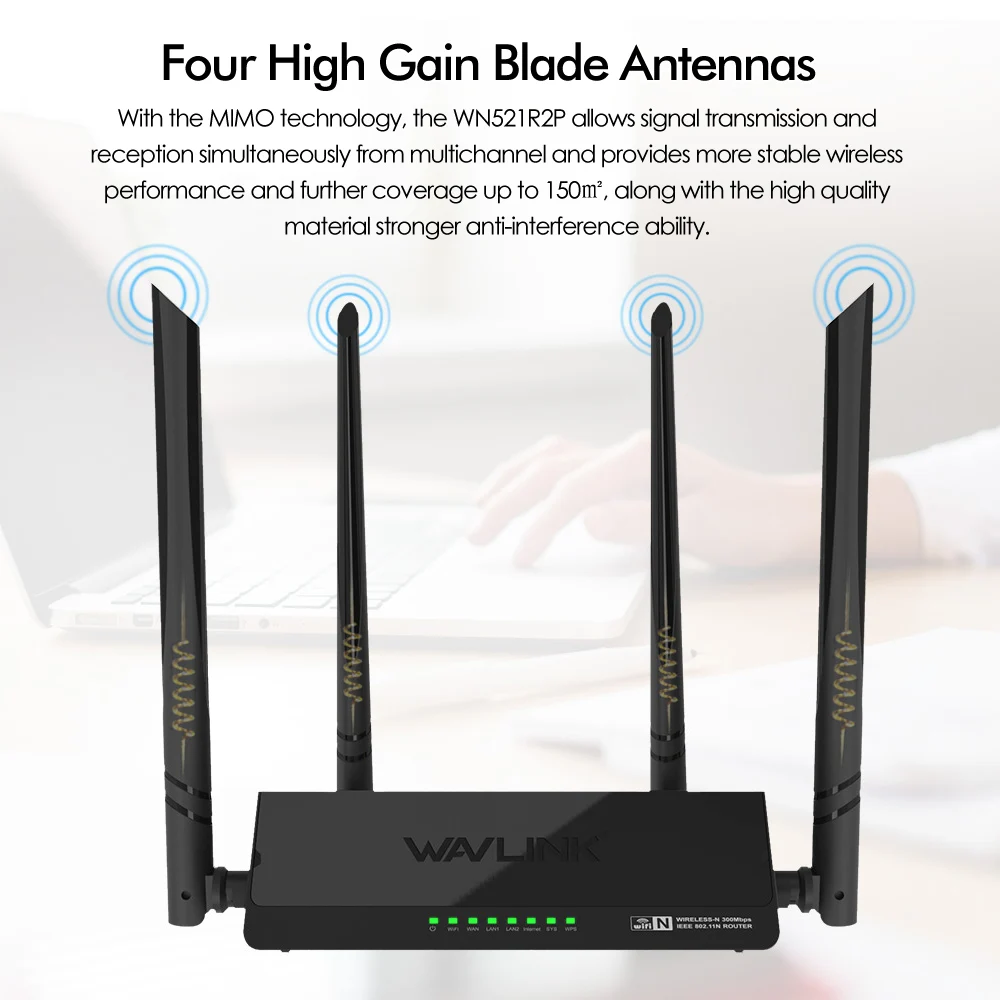 Wavlink N300 300 Мбит/с Wi-Fi маршрутизатор беспроводной умный ретранслятор точка доступа с 4 внешними антеннами WPS кнопка IP QoS скорость 2 быстрая