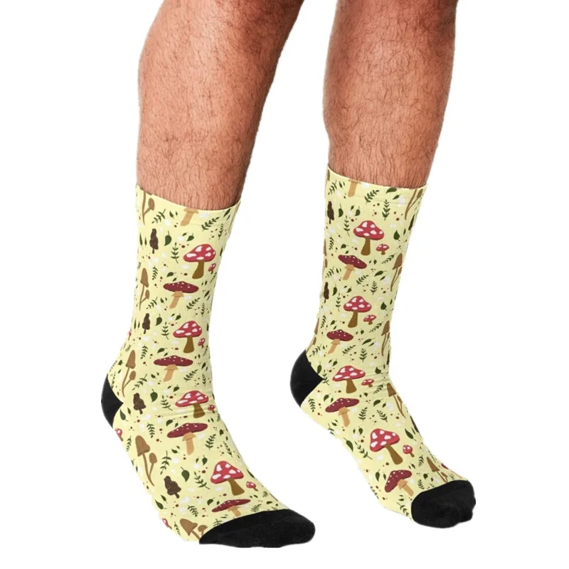 

Socks Men harajuku Mushrooms, Toadstools and Frogs Printed Happy hip hop Men Socks Novelty Skateboard Crew Casual Crazy Socks