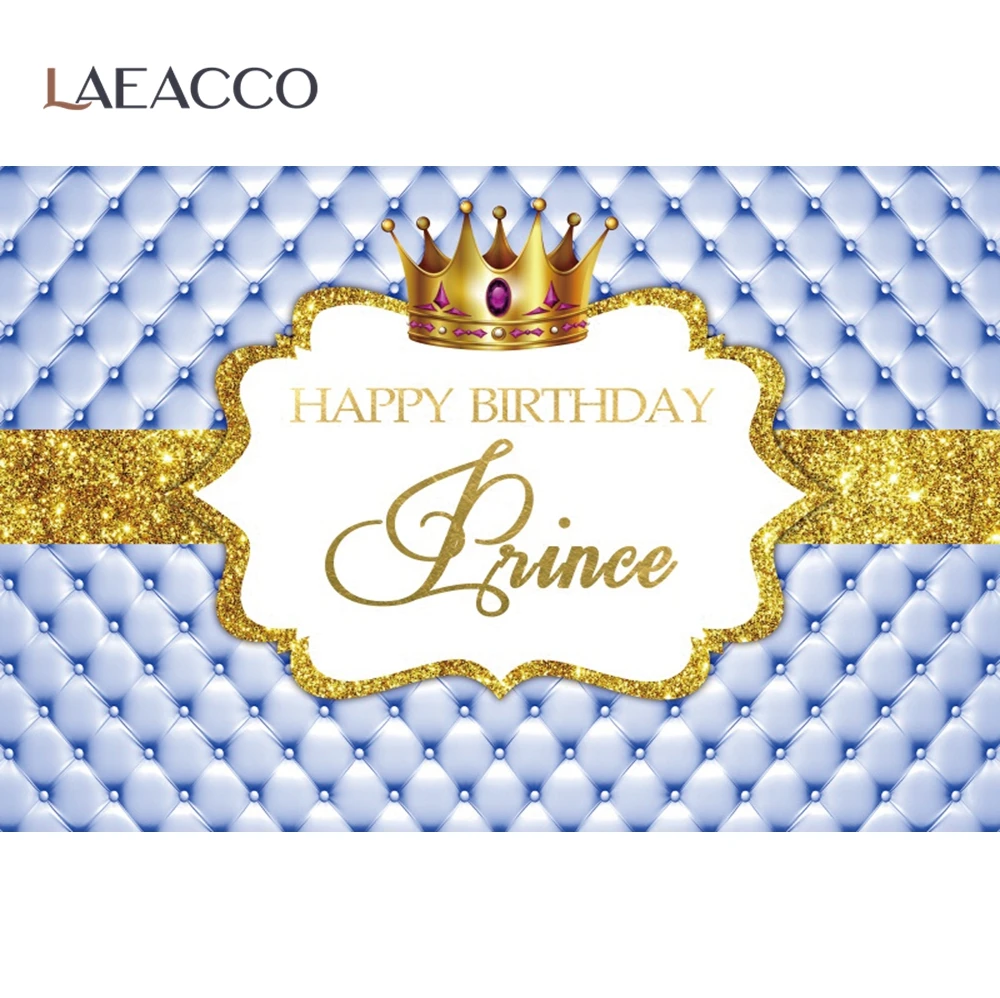Laeacco принц день рождения светильник синий изголовье Золотой плакат с короной