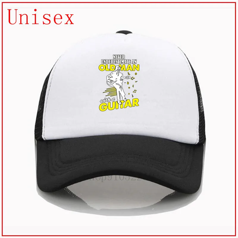 never underestimate an old man with a guitar white black hat baseball cap fashion style hats for women golf hijab caps | Аксессуары для