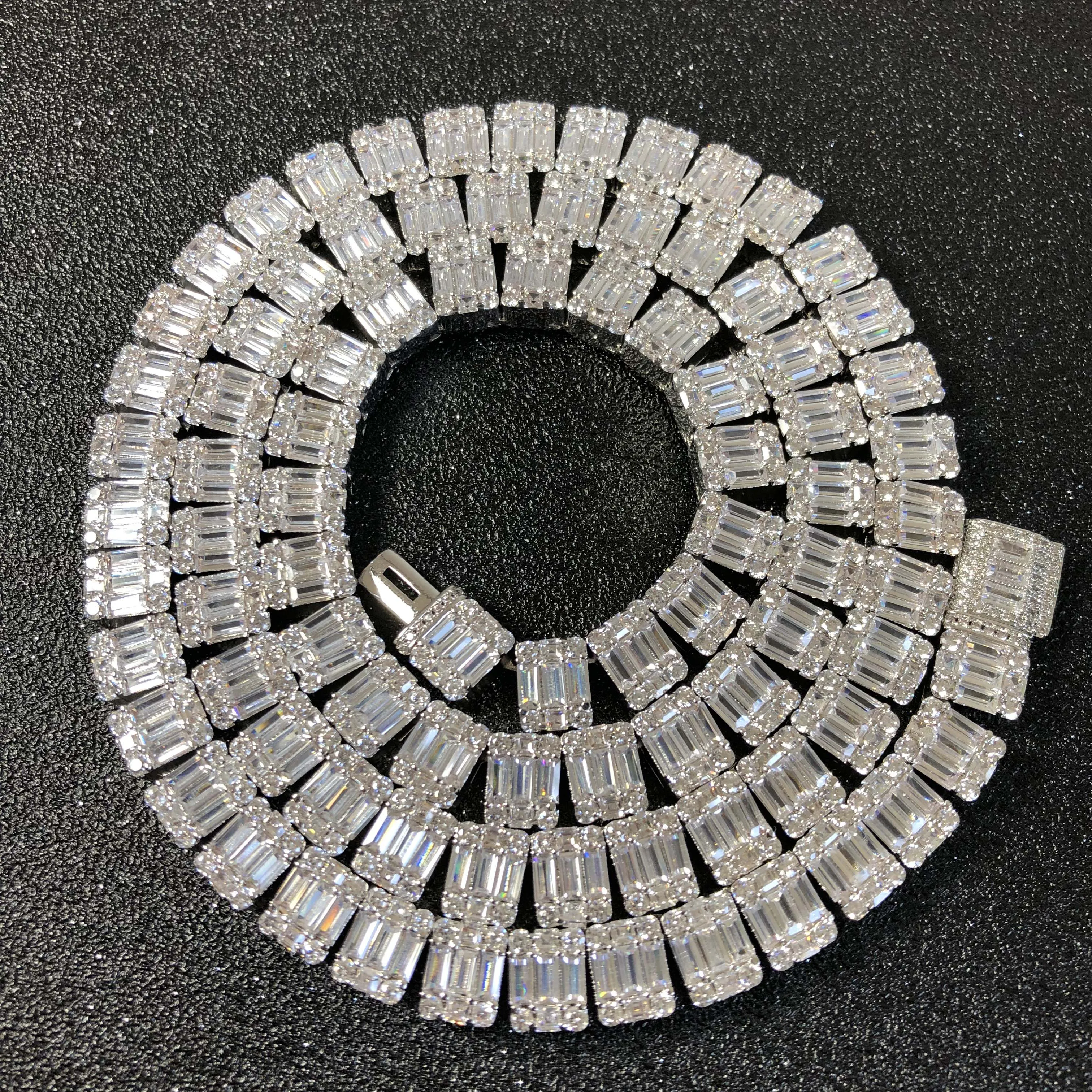 Мужское сверкающее ожерелье для тенниса со льдом и багетом цепочка с кубическим