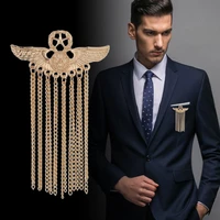 metal five star wing brooches medal tassel badge pins and brooch luxury mens suit shirt collar clothing jewelry accessories