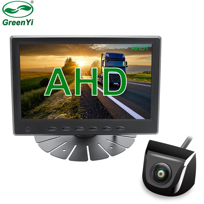 HD 7 дюймов 1024x600 ips экран AHD автомобильный CCTV видео монитор с 1280*960P Рыбий глаз объектив заднего вида обратный резервный AHD камера