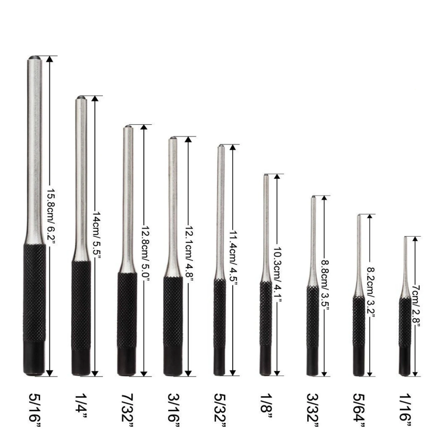 

9PCS Punch Tool Set Centre Hand Pin Tools 1/16-5/16 with Storage Pouch Round Head Sturdy Removal Repair Punch Chisel