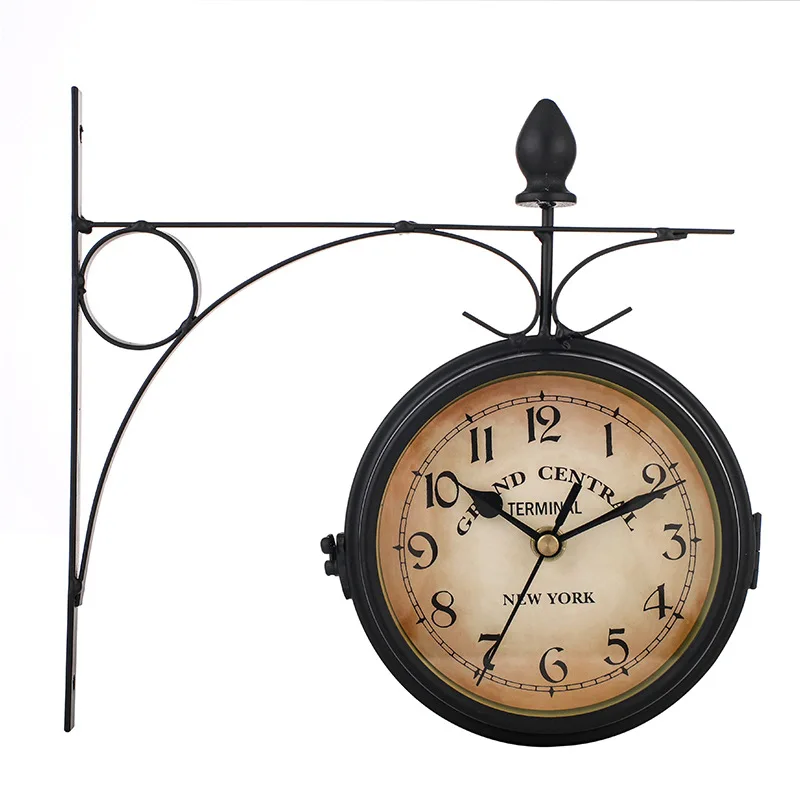 

European Watch Iron Wall Clock Retro Decorative Double-sided Wall Clock Clock Wall