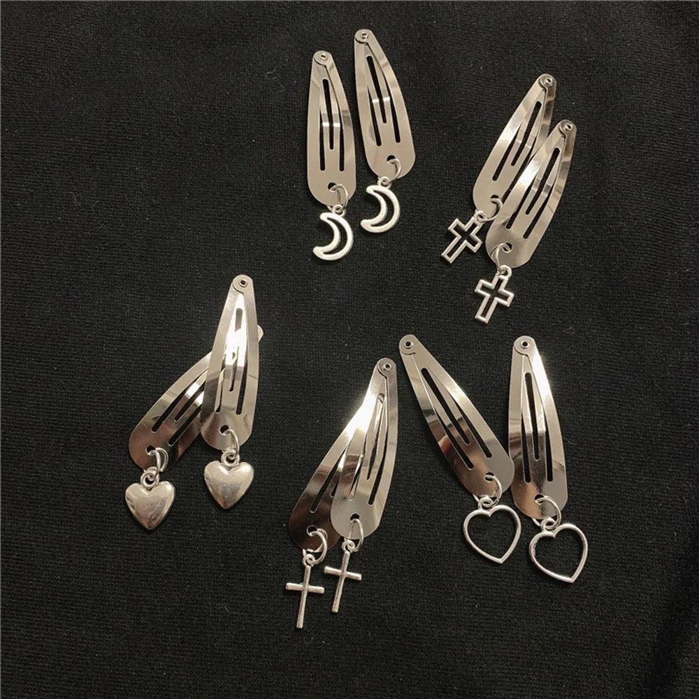 2 шт. винтажные металлические заколки для волос с перехлёстом луной сердцем